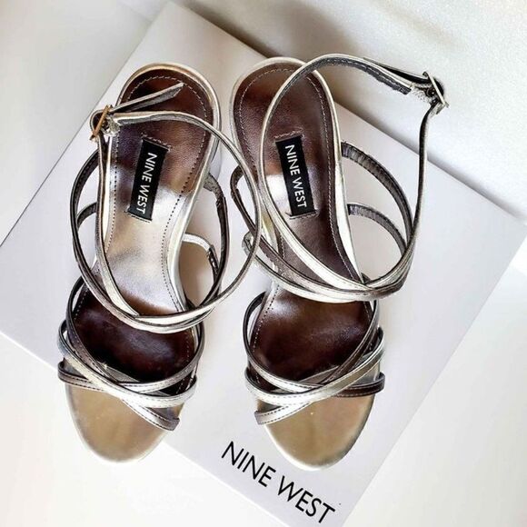 NINE WEST Obvi Ankle Strap Dress Silver Sandals SIZE 6,5 NEW WITH BOX - Picture 7 of 7